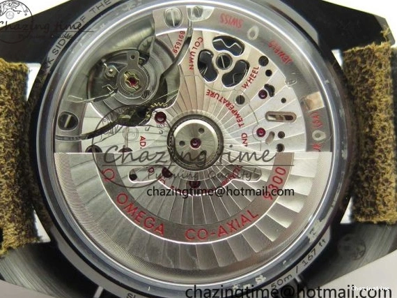 0118 SmoothTexture Speedmaster “Dark Side of The Moon” Real Ceramic OMF 1:1 Best Edition Vintage Black on Brown Leather Strap A 7975